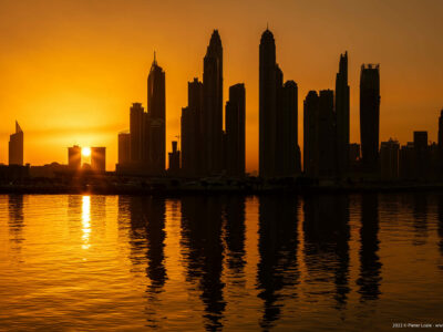 JBR skyline at sunrise, Dubai, UAE